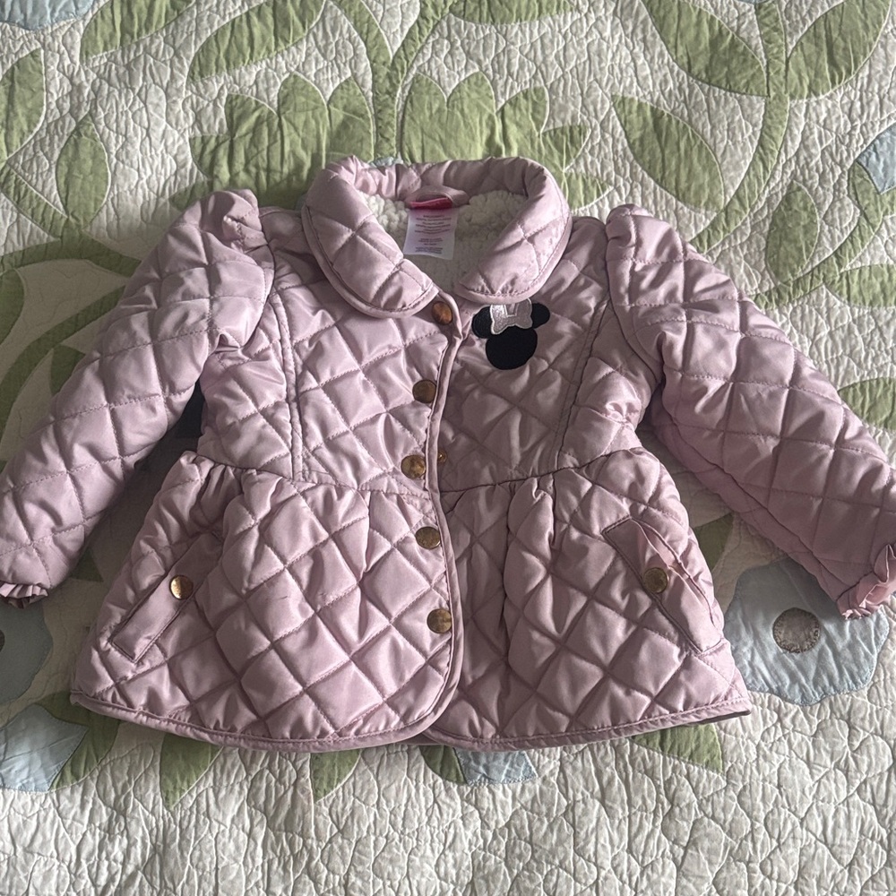 Disney Junior Minnie Mouse Sherpa Lined Coat 3T EUC